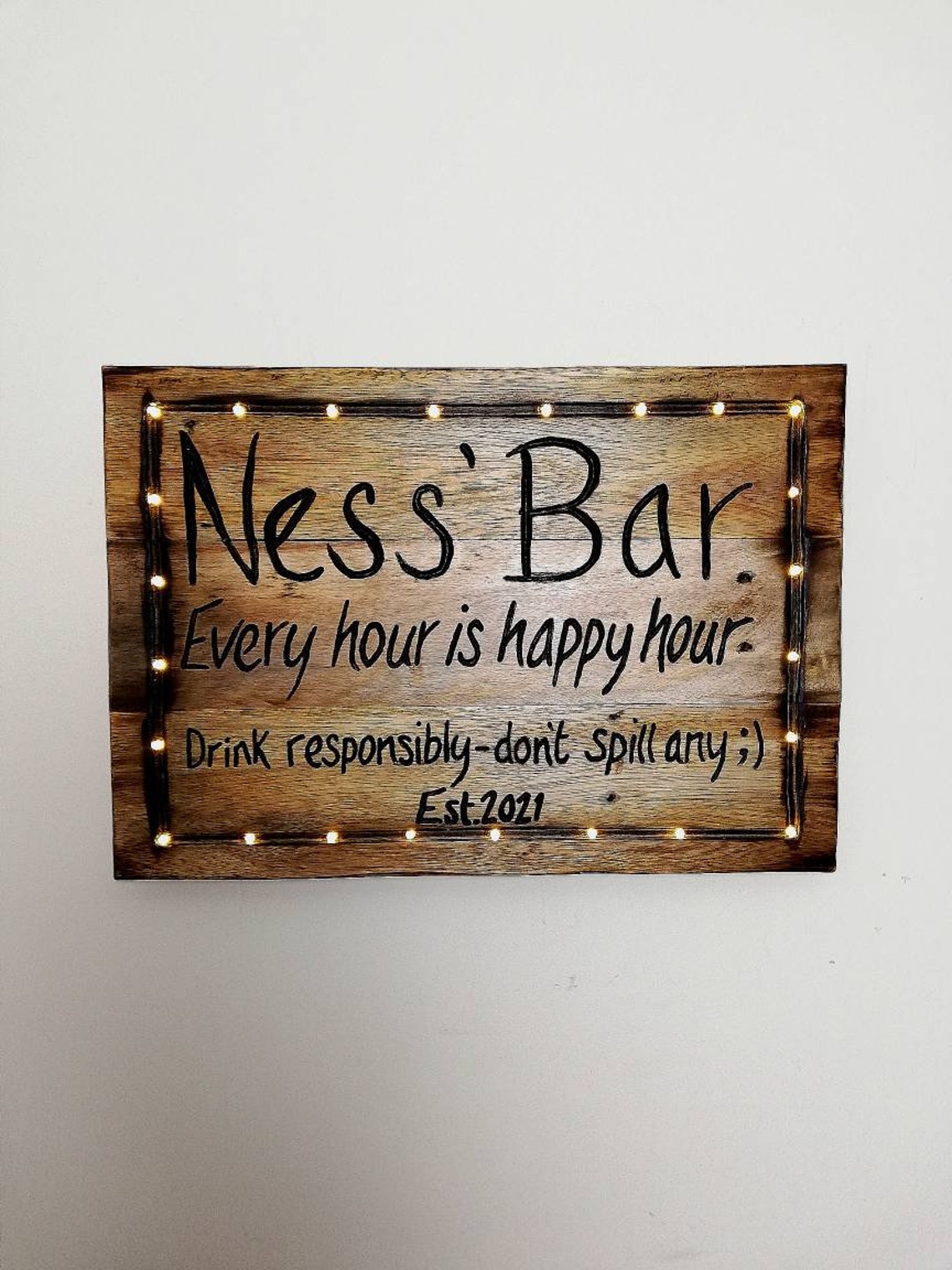 Every hour is happy hour bar sign Personalised light up large Etsy