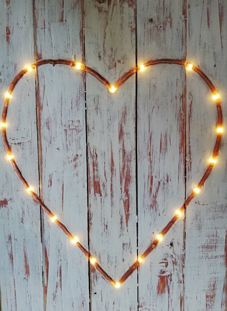 Heart wall art, Pallet wood art, Shabby Chic decor, Reclaimed wood, Rustic wall decor, Pallet art, Light up wall decor, Heart decor image 6