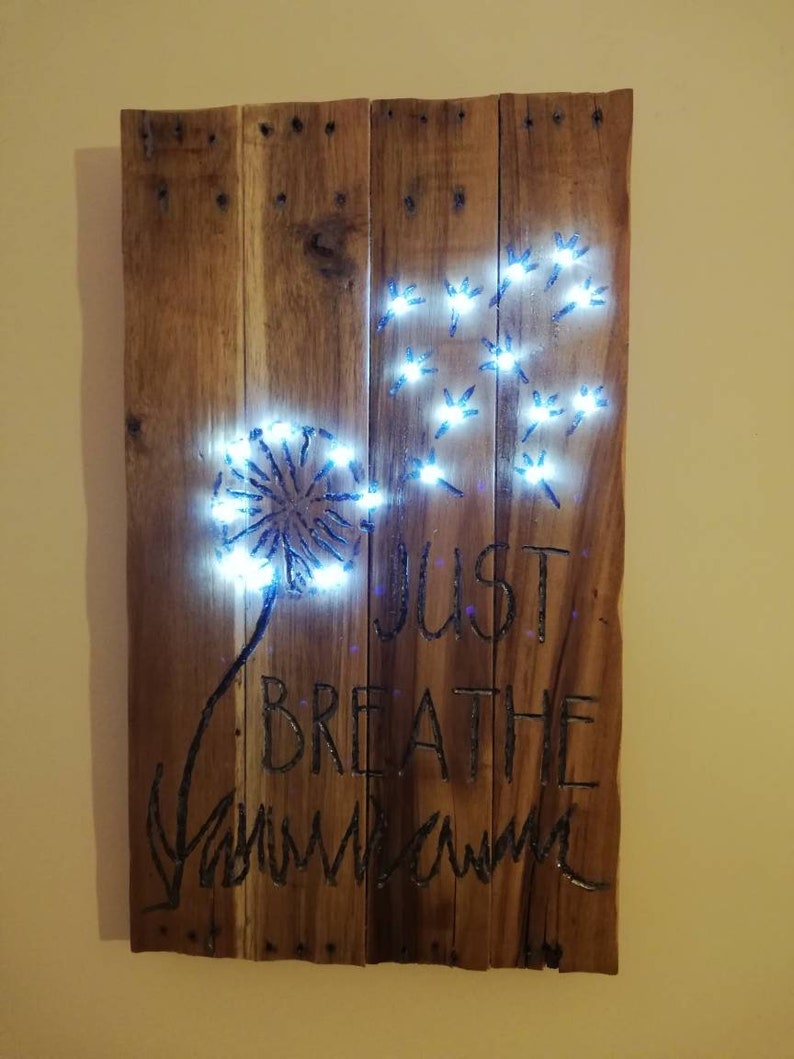 Just Breathe Dandelion Pallet Wood Wall Art Floral Decor Etsy