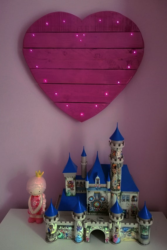 Pink Heart Wall Art Reclaimed Wood Wall Art Light Up Wall Art Girl S Bedroom Or Nursey Heart Shaped Wall Art Pink Decor Led Wall Art