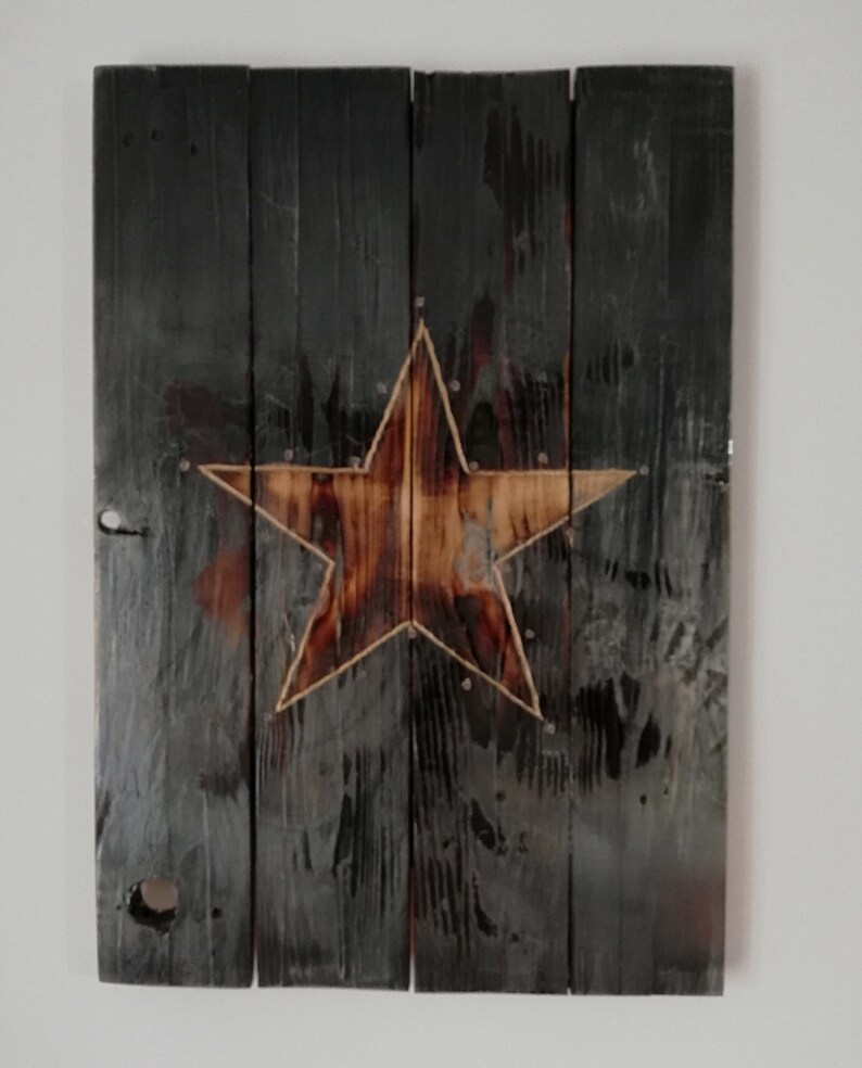 Pallet wall art Star Light up wood star Reclaimed wood wall Etsy