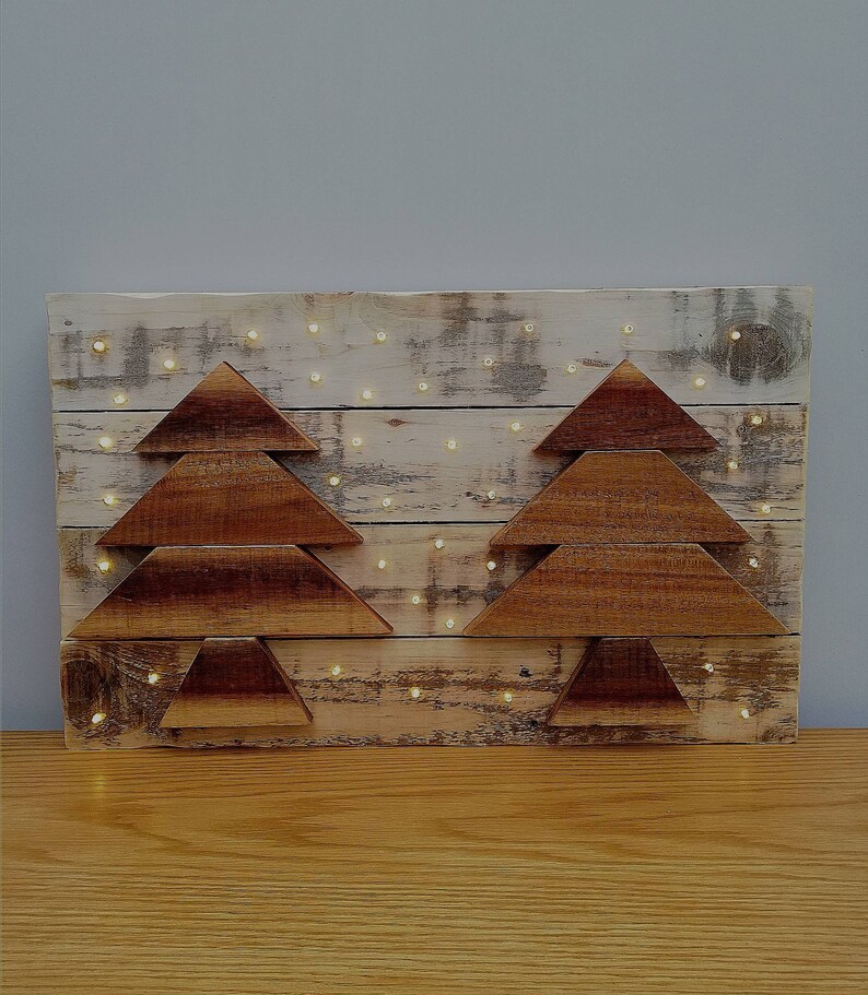 Christmas Pallet Wood Wall Decor Light up Christmas Tree Wall Etsy Canada