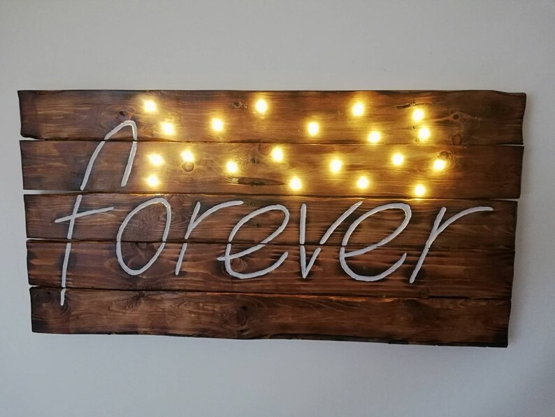 Pallet wall sign Rustic wooden wall art Light up decor Etsy