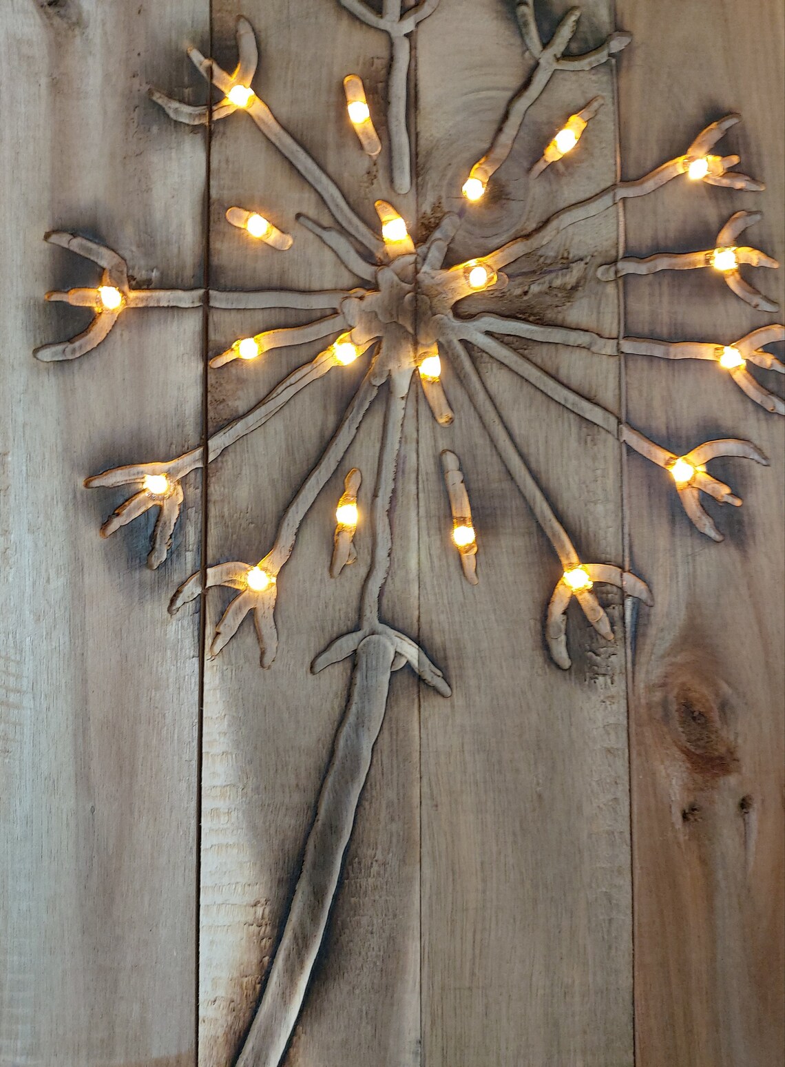 Rustic dandelion wall decor Light up pallet wood wall art Etsy