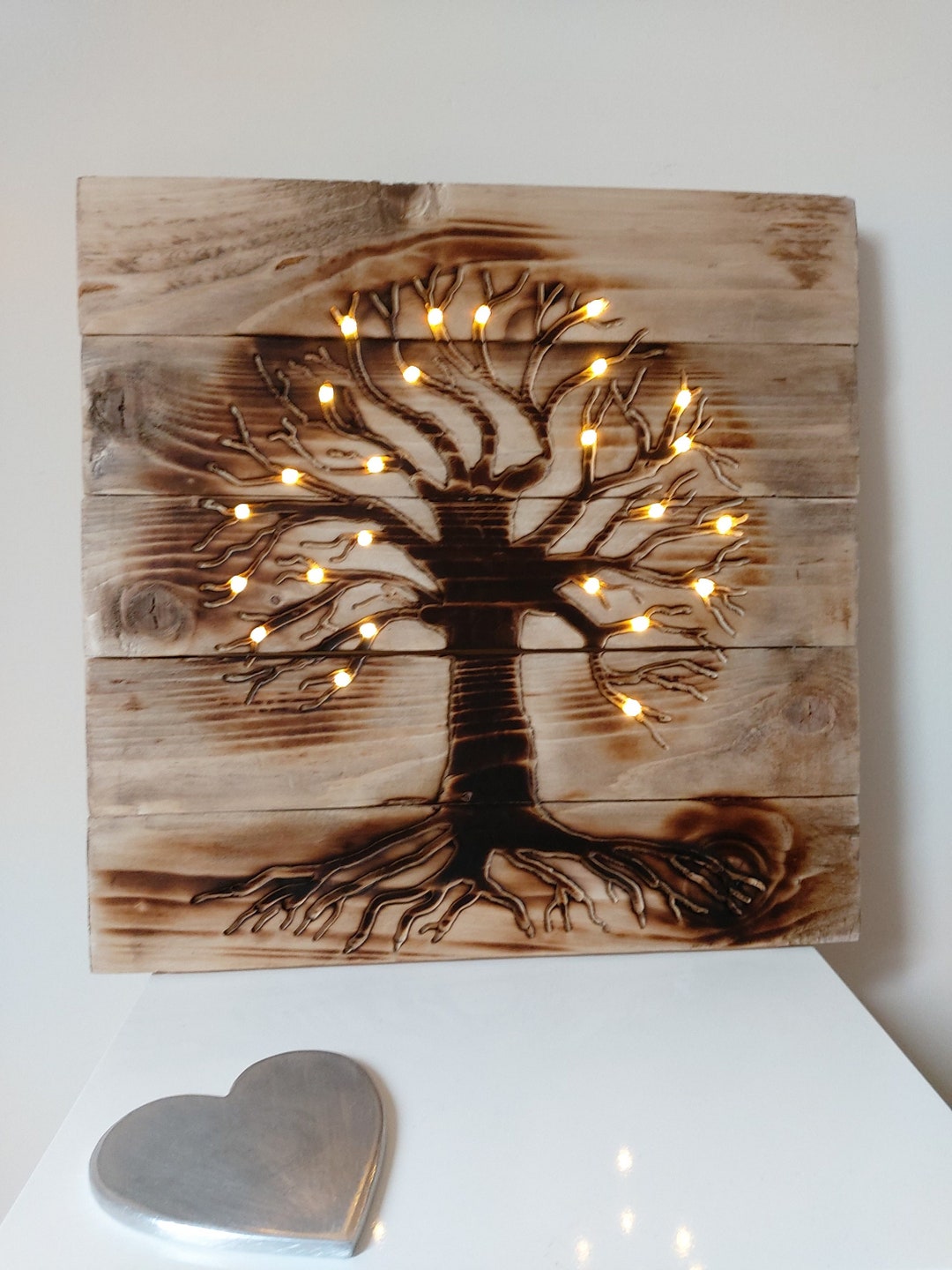 Pallet Wood Tree Wall Art, Light up Tree of Life, Wooden Wall Decor for