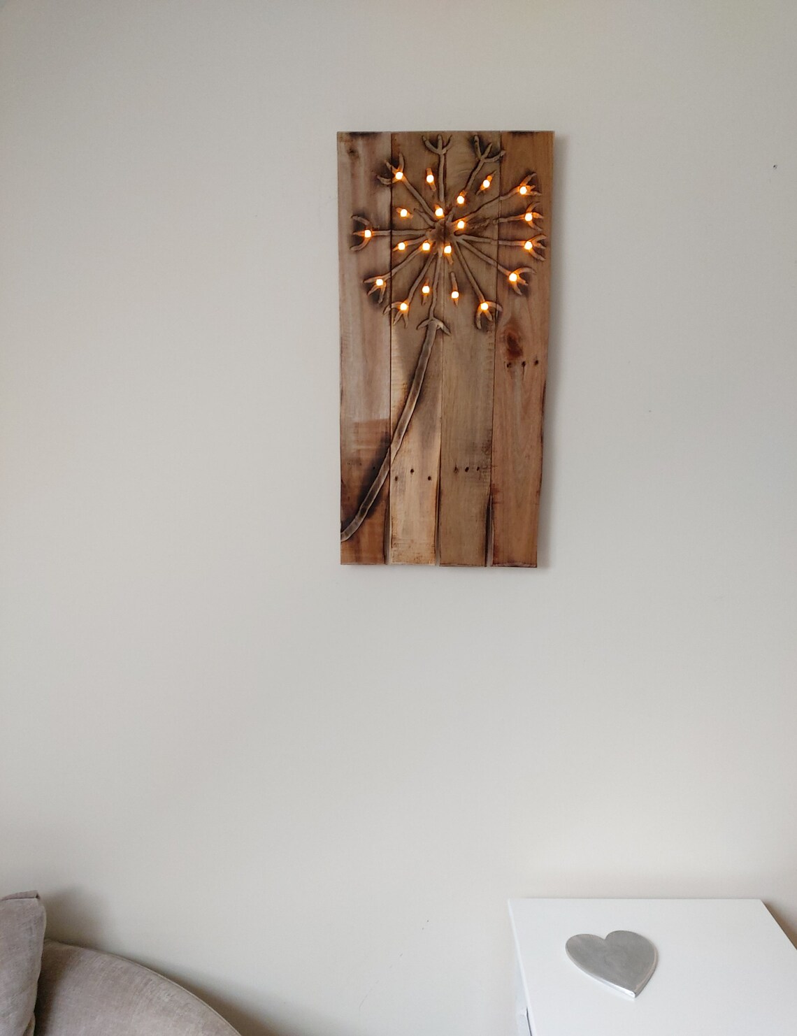 Rustic dandelion wall decor Light up pallet wood wall art Etsy