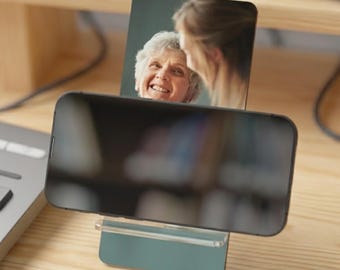 Cell Phone Holder with Photo Personalized Gift for Her Custom Gift for Mom Office Desk Accessory Thank You Gift for Mother Birthday Idea