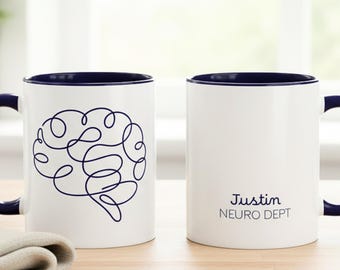 Custom Neurosurgeon Mug Brain Drawing Coffee Cup Personalized Name Gift for Brain Surgeon Graduation Neurologist Appreciation Gift Neurology