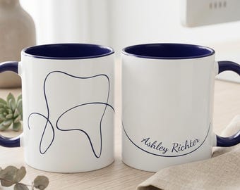 Custom Dental Mug Tooth Drawing Coffee Cup Personalized Gift for Dentist Christmas Gift for Hygienist Appreciation Gift for Orthodontist DMD