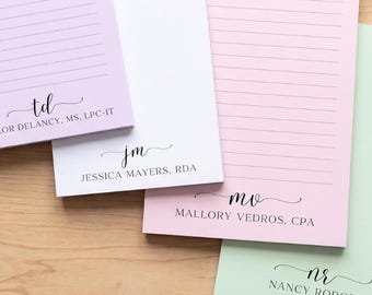 Colored Custom Notepad with Initials Personalized Name Tearaway Notepad for Office Gift Memo Pads Customized Group Gift for Women PHD MD RN