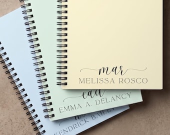 Colored Custom Notebook with Initials Personalized Name Spiral Notebook for Office Gift Journal Custom Christmas Gift for Female PHD MD RN