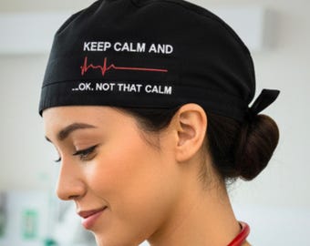 Gorro quirúrgico divertido para enfermeras cardíacas, con humor, ideal como regalo para enfermeras de UCI, electrocardiograma cardíaco, ropa quirúrgica hospitalaria, idea de regalo unisex de cardiología.