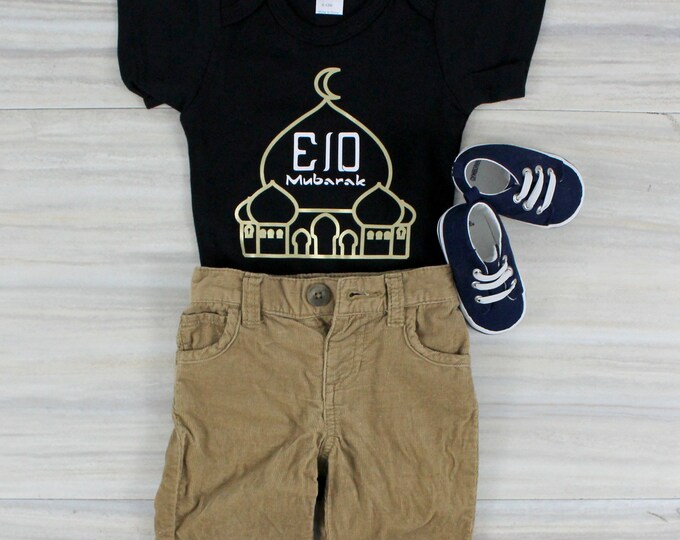 Baby Boy Eid Outfit Babys First Eid Eid Mubarak Bodysuit Etsy