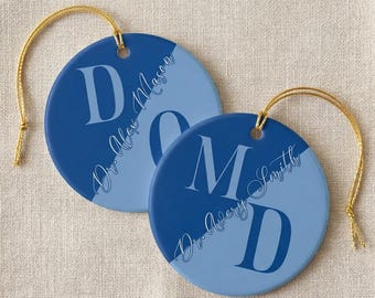 Custom Name Ornament for Doctor Minimalist Gift Idea MD Personalized Ornament Unisex Graduation Keepsake with Credentials Bulk Group Item