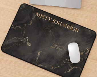 Marble Custom Desk Mat Personalized Large Mousepad Dark Colored Computer Blotter for Men Professional Gift Idea for Office Unisex Tech Item
