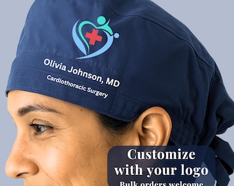 Personalized Scrub Cap Custom Logo Medical Headwear Name Doctor Cap Hospital Staff Nurse Hat Surgical Room Operating Attire Healthcare