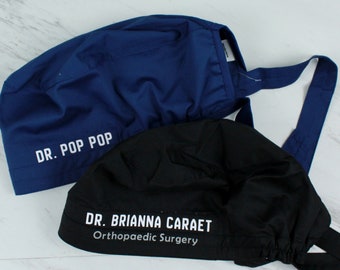 Unisex Custom Surgical Scrub Hat in MULTIPLE COLORS, Custom Scrub Cap, Personalized Physician Scrub Cap, Orthopedic Surgeon Cap