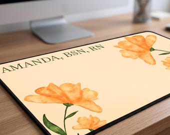 Floral Computer Desk Mat Office Decor for Her Custom Gift Student Gaming Desk Pad Minimalist Personalized Keyboard Mat Coworker Gift Nurse