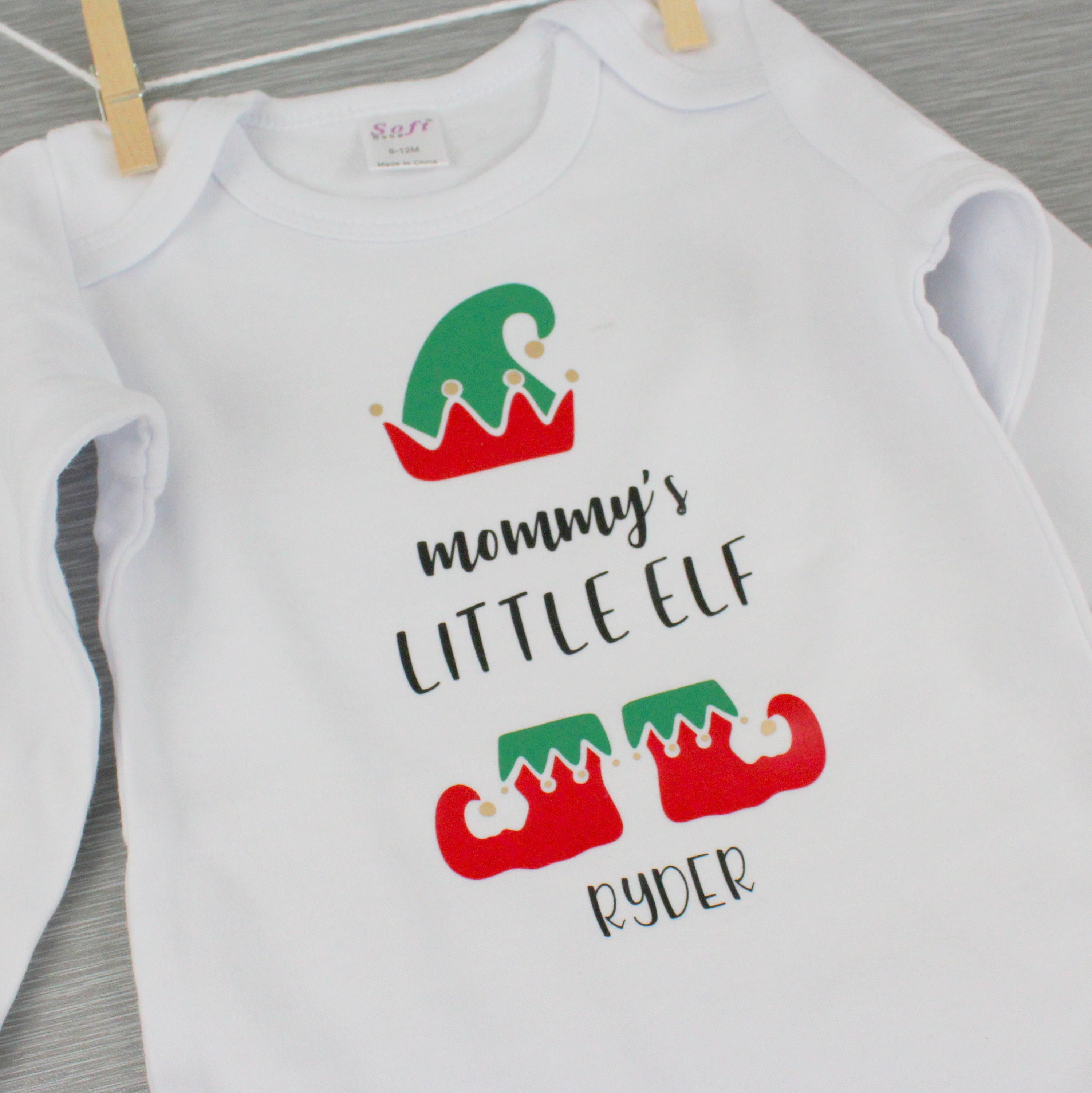 Mommys Little Elf Babys First Christmas Christmas Pajamas Etsy