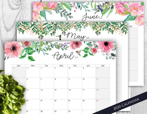 2020 Planner Calendar Printable Floral Beautiful Printable Etsy 2020 Planner Calendar Printable Floral Beautiful Printable Etsy