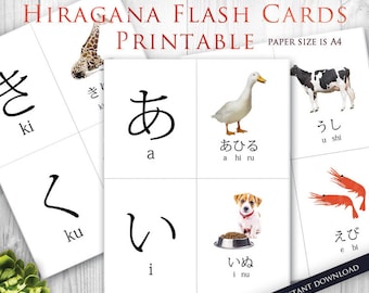 Hiragana Flash Card, Learn Japanese for Beginner - DIGITAL DOWNLOAD - PDF files