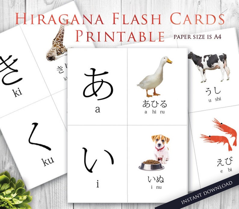 Hiragana Flash Card Learn Japanese for Beginner DIGITAL Etsy