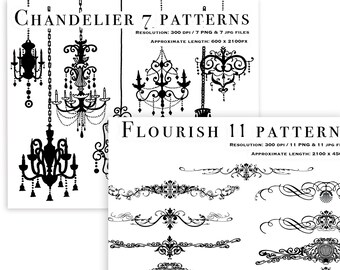 Chandelier and Flourish png, jpg files 18 patterns-Floral calligraphy element flourish design-DIGITAL DOWNLOAD