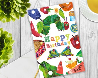 Very Hungry Caterpillar happy birthday card - DIY Party Printable / Caterpillar Birthday Card, Instant Download, 1 PDF File