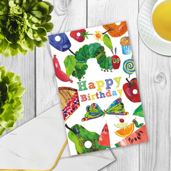 Very Hungry Caterpillar happy birthday card - DIY Party Printable / Caterpillar Birthday Card, Instant Download, 1 PDF File