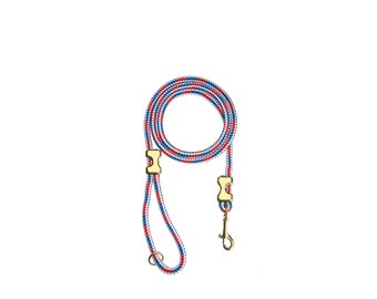 Red, White & Blue Rope Leash by PAWSWILD