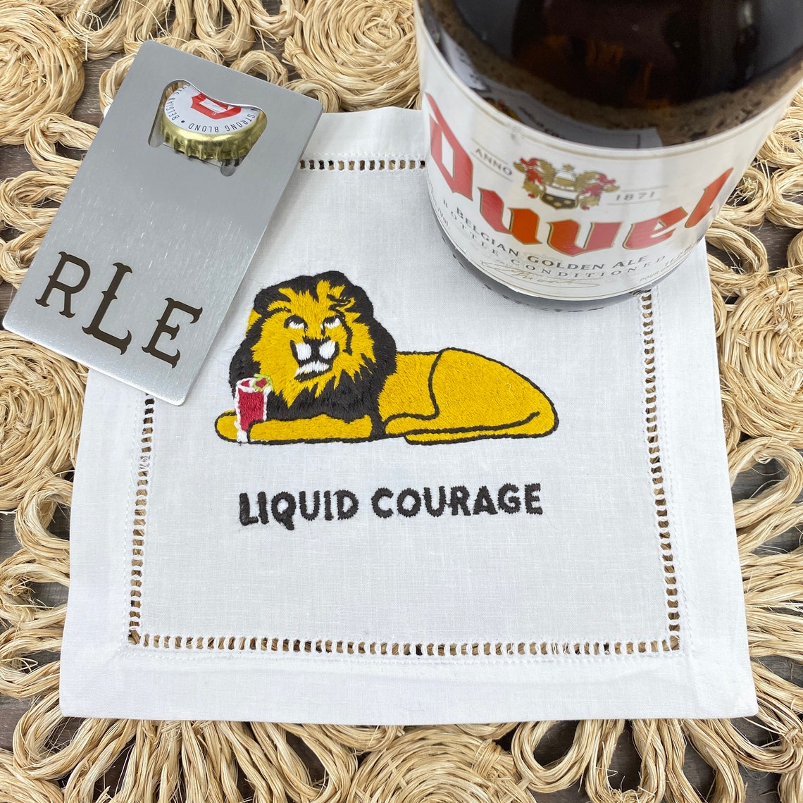 Bar Napkins Embroidered Cocktail Napkin Linen Napkins Etsy