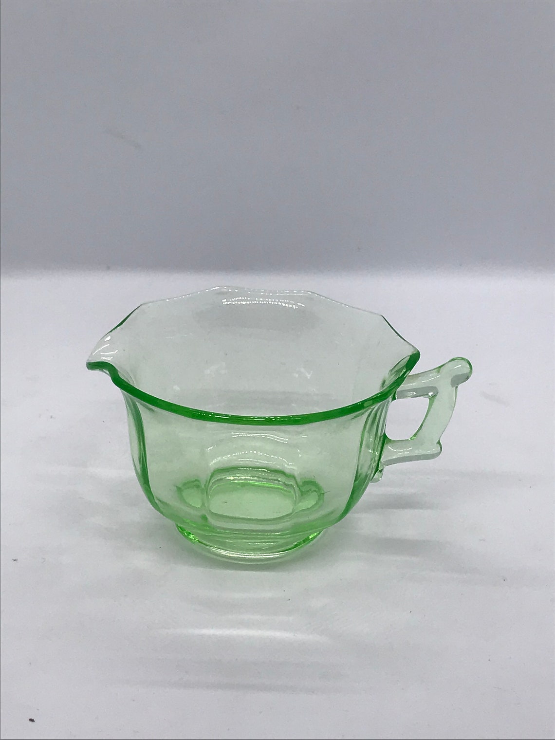 Vaseline Glass Sugar Bowl and Creamer Set Etsy