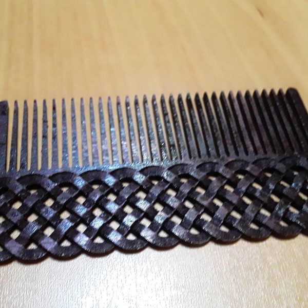 Viking Historical Wooden Comb | Fast FREE Shipping | Decorative Celtic Layered Knotwork Woven Haircomb