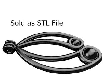 Elven Leaf Cabochon Style Pendant or Charm - 3d STL Model file | 3D Jewelry or STEM Project - Instant Digital Download