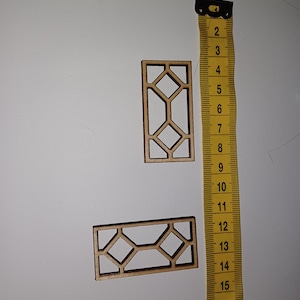 Set of two - one inch by two inch, 2.5 cm by 5 cm - miniature wooden windows - diamond / hexi style.