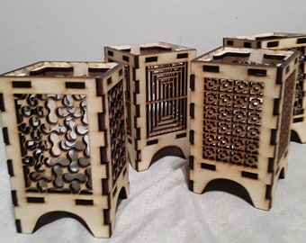 Laser files for DIY Mini lanterns | Ai  Pdf  Svg  Dxf File | Kids STEM Project | Instant Download Templates | Great group craft project