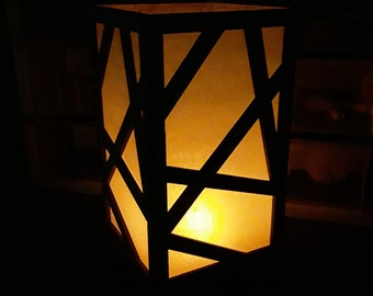 Small Electric Candle Japanese style box Lantern | Free Shipping | Modern artistic wooden wireless electric candle wood and paper lantern.