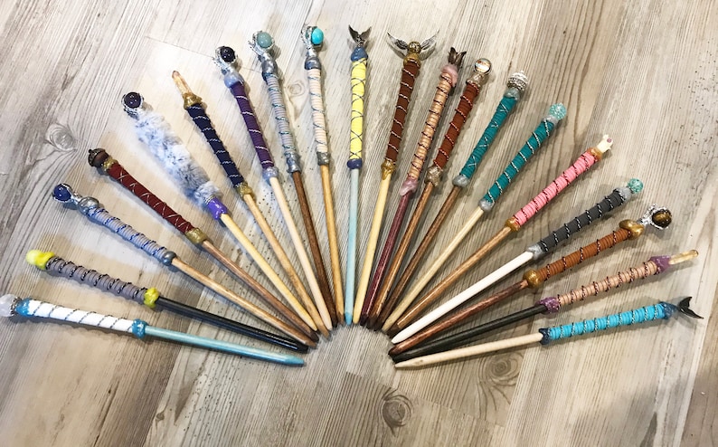 Beaded suede handle wands with box