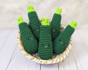 CROCHET PATTERN: Zucchini Vegetable Play Food, Amigurumi Downloadable Beginner PDF, Easy Home Decor Patterns