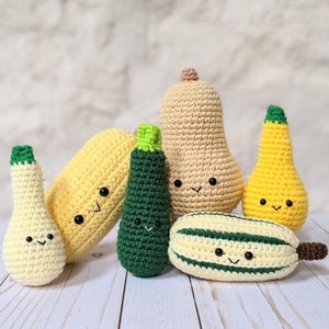 CROCHET PATTERN: Squash Play Food, Thanksgiving Crochet Vegetables, Amigurumi Downloadable Patterns, Fall Decor Pattern Download
