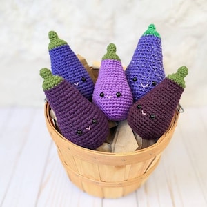CROCHET PATTERN: Eggplant Vegetable Play Food Plush, Amigurumi Tutorial Downloadable Beginner Crochet Pattern