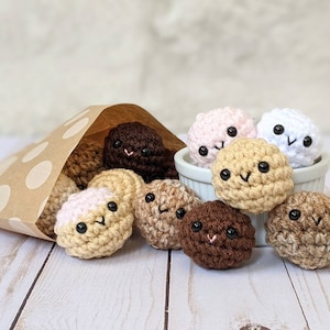 CROCHET PATTERN: Donut Holes Play Food, Beginner Amigurumi Plush Toy, Downloadable PDF Pattern, Easy Kawaii Food, Breakfast Crochet Food image 1