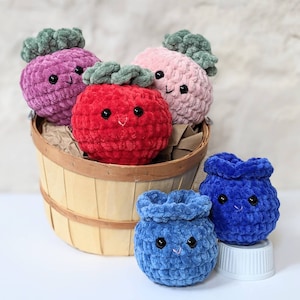 CROCHET PATTERN: Strawberry and Blueberry Amigurumi Play Food, Easy Downloadable Beginner Crochet Pattern, Breakfast Kawaii Food