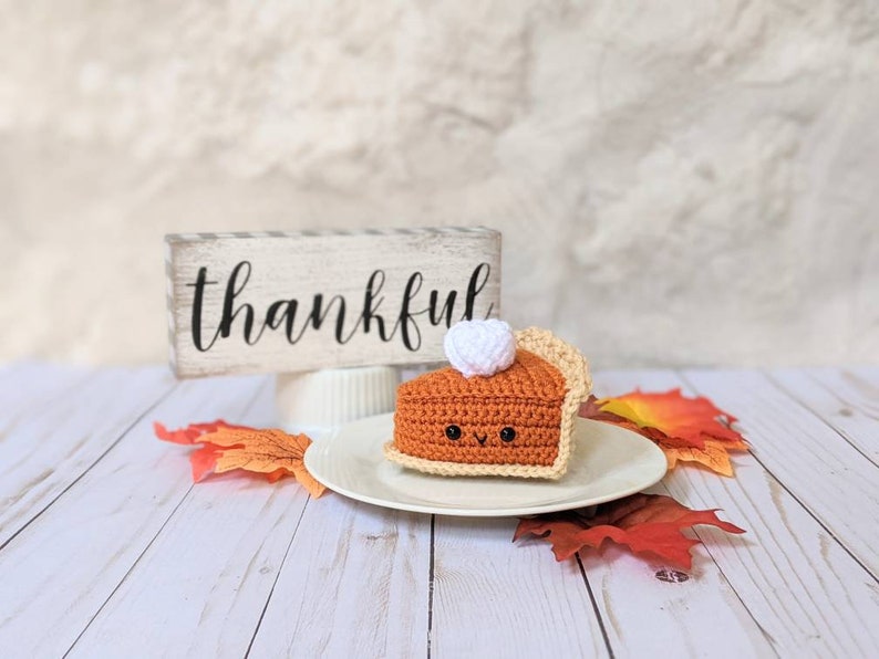 HAAKPATROON: Pompoentaart Play Food, Thanksgiving Amigurumi downloadbaar PDF-patroon, herfstdecor haakpatroon, schattige Kawaii pluche afbeelding 5