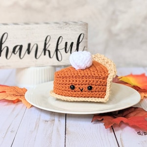 HAAKPATROON: Pompoentaart Play Food, Thanksgiving Amigurumi downloadbaar PDF-patroon, herfstdecor haakpatroon, schattige Kawaii pluche afbeelding 1