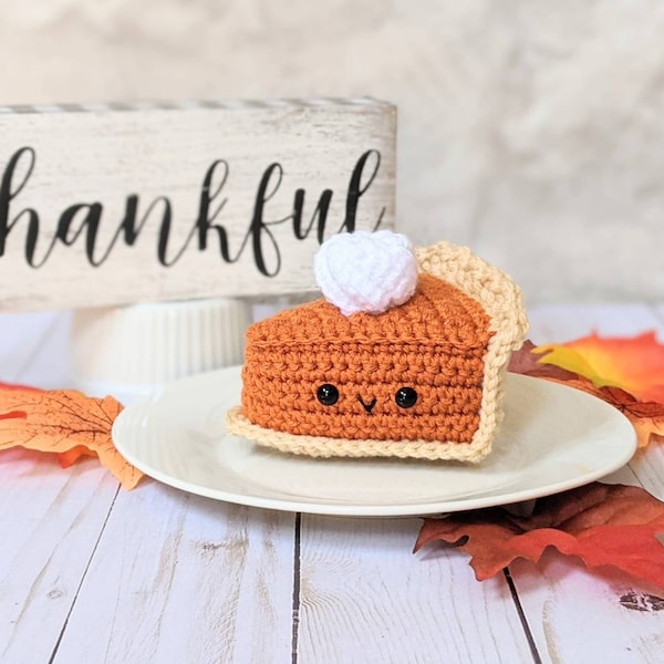 MODÈLE DE CROCHET : Tarte à la citrouille Play Food, Thanksgiving Amigurumi Modèle PDF téléchargeable, Modèle de crochet de décor d’automne, Peluche Kawaii mignonne