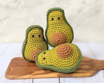 CROCHET PATTERN: Avocado Play Food, Amigurumi Downloadable Beginner Crochet Pattern