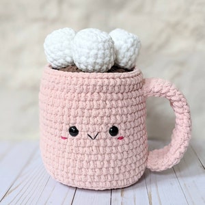 CROCHET PATTERN: Jumbo Hot Chocolate/Coffee Mug Pillow, Easy Fall Amigurumi Downloadable PDF Pattern, Christmas Amigurumi Kawaii