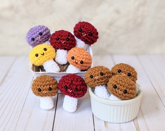 CROCHET PATTERN: Mushroom Play Food Plush, Amigurumi Downloadable Beginner Crochet Pattern, Pretend Play Food