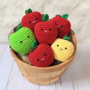 CROCHET PATTERN: Apple Play Food Plush, Easy Amigurumi Downloadable Beginner Crochet Food Pattern